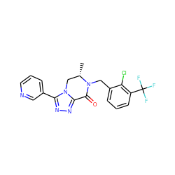 C[C@H]1Cn2c(nnc2-c2cccnc2)C(=O)N1Cc1cccc(C(F)(F)F)c1Cl ZINC000219174711