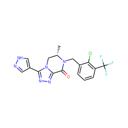 C[C@H]1Cn2c(nnc2-c2cn[nH]c2)C(=O)N1Cc1cccc(C(F)(F)F)c1Cl ZINC000261139844