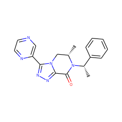 C[C@H]1Cn2c(nnc2-c2cnccn2)C(=O)N1[C@@H](C)c1ccccc1 ZINC000219134432