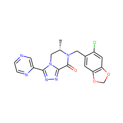 C[C@H]1Cn2c(nnc2-c2cnccn2)C(=O)N1Cc1cc2c(cc1Cl)OCO2 ZINC000219122132