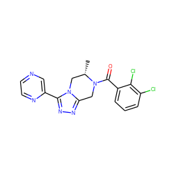 C[C@H]1Cn2c(nnc2-c2cnccn2)CN1C(=O)c1cccc(Cl)c1Cl ZINC000474609638