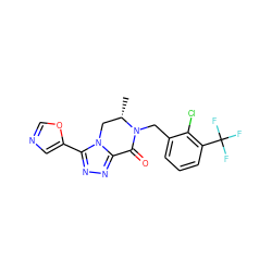 C[C@H]1Cn2c(nnc2-c2cnco2)C(=O)N1Cc1cccc(C(F)(F)F)c1Cl ZINC000219167786