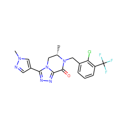 C[C@H]1Cn2c(nnc2-c2cnn(C)c2)C(=O)N1Cc1cccc(C(F)(F)F)c1Cl ZINC000225760085