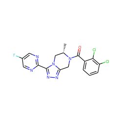 C[C@H]1Cn2c(nnc2-c2ncc(F)cn2)CN1C(=O)c1cccc(Cl)c1Cl ZINC000474609991