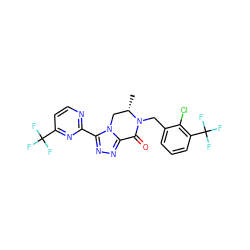 C[C@H]1Cn2c(nnc2-c2nccc(C(F)(F)F)n2)C(=O)N1Cc1cccc(C(F)(F)F)c1Cl ZINC000219199909