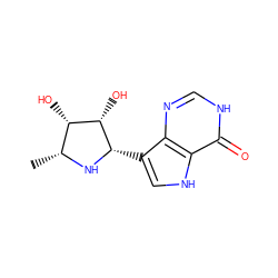 C[C@H]1N[C@@H](c2c[nH]c3c(=O)[nH]cnc23)[C@@H](O)[C@H]1O ZINC000027089741