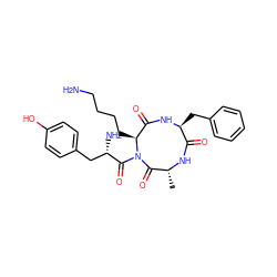 C[C@H]1NC(=O)[C@H](Cc2ccccc2)NC(=O)[C@H](CCCCN)N(C(=O)[C@@H](N)Cc2ccc(O)cc2)C1=O ZINC000026262012