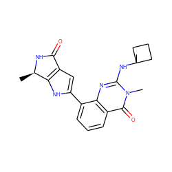 C[C@H]1NC(=O)c2cc(-c3cccc4c(=O)n(C)c(NC5(C)CCC5)nc34)[nH]c21 ZINC000223434519