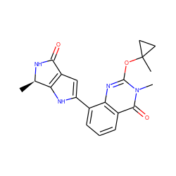 C[C@H]1NC(=O)c2cc(-c3cccc4c(=O)n(C)c(OC5(C)CC5)nc34)[nH]c21 ZINC000222351792