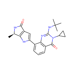 C[C@H]1NC(=O)c2cc(-c3cccc4c(=O)n(C5CC5)c(NC(C)(C)C)nc34)[nH]c21 ZINC000222368312