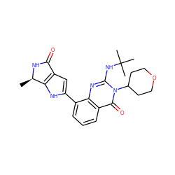 C[C@H]1NC(=O)c2cc(-c3cccc4c(=O)n(C5CCOCC5)c(NC(C)(C)C)nc34)[nH]c21 ZINC000222349392