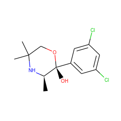 C[C@H]1NC(C)(C)CO[C@]1(O)c1cc(Cl)cc(Cl)c1 ZINC000053229945