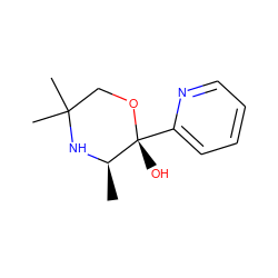 C[C@H]1NC(C)(C)CO[C@]1(O)c1ccccn1 ZINC000053314570