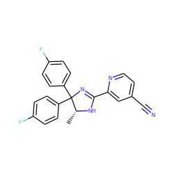 C[C@H]1NC(c2cc(C#N)ccn2)=NC1(c1ccc(F)cc1)c1ccc(F)cc1 ZINC000045506465