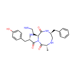 C[C@H]1NC[C@H](Cc2ccccc2)NC(=O)[C@H](CCN)N(C(=O)[C@@H](N)Cc2ccc(O)cc2)C1=O ZINC000026261235