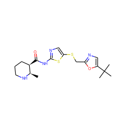 C[C@H]1NCCC[C@H]1C(=O)Nc1ncc(SCc2ncc(C(C)(C)C)o2)s1 ZINC000040846449