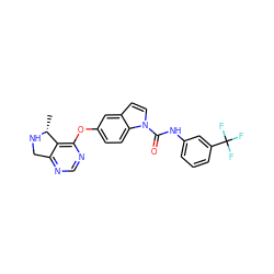 C[C@H]1NCc2ncnc(Oc3ccc4c(ccn4C(=O)Nc4cccc(C(F)(F)F)c4)c3)c21 ZINC000201328510