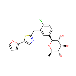 C[C@H]1O[C@@H](c2ccc(Cl)c(Cc3ncc(-c4ccco4)s3)c2)[C@H](O)[C@@H](O)[C@@H]1O ZINC000066252331