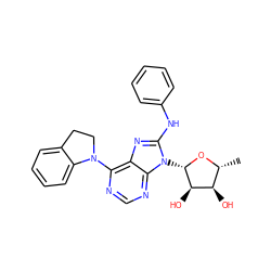 C[C@H]1O[C@@H](n2c(Nc3ccccc3)nc3c(N4CCc5ccccc54)ncnc32)[C@H](O)[C@@H]1O ZINC000013643663