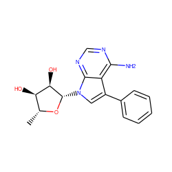 C[C@H]1O[C@@H](n2cc(-c3ccccc3)c3c(N)ncnc32)[C@H](O)[C@@H]1O ZINC000013676850