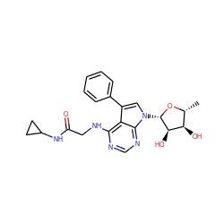 C[C@H]1O[C@@H](n2cc(-c3ccccc3)c3c(NCC(=O)NC4CC4)ncnc32)[C@H](O)[C@@H]1O ZINC000013676867