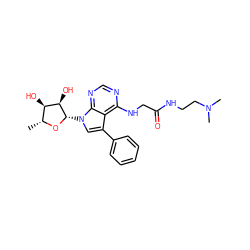 C[C@H]1O[C@@H](n2cc(-c3ccccc3)c3c(NCC(=O)NCCN(C)C)ncnc32)[C@H](O)[C@@H]1O ZINC000013676897