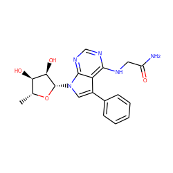 C[C@H]1O[C@@H](n2cc(-c3ccccc3)c3c(NCC(N)=O)ncnc32)[C@H](O)[C@@H]1O ZINC000013676865