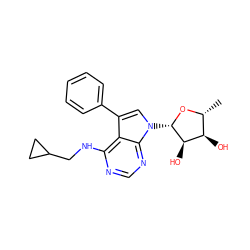 C[C@H]1O[C@@H](n2cc(-c3ccccc3)c3c(NCC4CC4)ncnc32)[C@H](O)[C@@H]1O ZINC000013676863