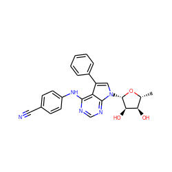 C[C@H]1O[C@@H](n2cc(-c3ccccc3)c3c(Nc4ccc(C#N)cc4)ncnc32)[C@H](O)[C@@H]1O ZINC000013809503