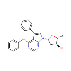 C[C@H]1O[C@@H](n2cc(-c3ccccc3)c3c(Nc4ccccc4)ncnc32)C[C@@H]1O ZINC000013809518