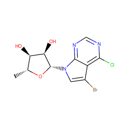 C[C@H]1O[C@@H](n2cc(Br)c3c(Cl)ncnc32)[C@H](O)[C@@H]1O ZINC000013809448