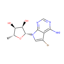 C[C@H]1O[C@@H](n2cc(Br)c3c(N)ncnc32)[C@H](O)[C@@H]1O ZINC000013809444