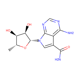 C[C@H]1O[C@@H](n2cc(C(N)=O)c3c(N)ncnc32)[C@H](O)[C@@H]1O ZINC000013809481