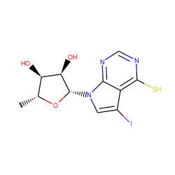 C[C@H]1O[C@@H](n2cc(I)c3c(S)ncnc32)[C@H](O)[C@@H]1O ZINC000013809470