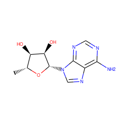 C[C@H]1O[C@@H](n2cnc3c(N)ncnc32)[C@H](O)[C@@H]1O ZINC000001999286