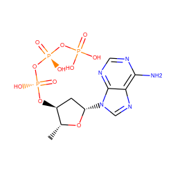 C[C@H]1O[C@@H](n2cnc3c(N)ncnc32)C[C@@H]1O[P@@](=O)(O)O[P@@](=O)(O)OP(=O)(O)O ZINC000013829365