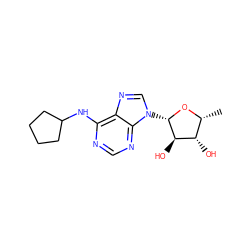 C[C@H]1O[C@@H](n2cnc3c(NC4CCCC4)ncnc32)[C@H](O)[C@H]1O ZINC000029545793