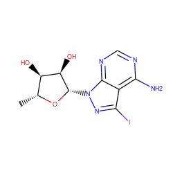 C[C@H]1O[C@@H](n2nc(I)c3c(N)ncnc32)[C@H](O)[C@@H]1O ZINC000013833689