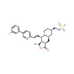 C[C@H]1OC(=O)[C@@H]2C[C@@H]3C[C@H](CNS(C)(=O)=O)CC[C@H]3[C@H](/C=C/c3ccc(-c4cccc(F)c4)cn3)[C@H]12 ZINC000103244818