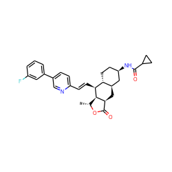 C[C@H]1OC(=O)[C@@H]2C[C@@H]3C[C@H](NC(=O)C4CC4)CC[C@H]3[C@H](/C=C/c3ccc(-c4cccc(F)c4)cn3)[C@H]12 ZINC000049881462