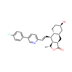 C[C@H]1OC(=O)[C@@H]2C[C@@H]3C[C@H](O)CC[C@H]3[C@H](/C=C/c3ccc(-c4ccc(F)cc4)cn3)[C@H]12 ZINC000034802887