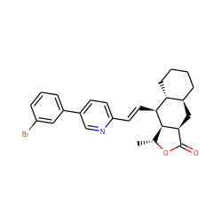 C[C@H]1OC(=O)[C@@H]2C[C@@H]3CCCC[C@H]3[C@H](/C=C/c3ccc(-c4cccc(Br)c4)cn3)[C@H]12 ZINC000013673174