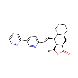 C[C@H]1OC(=O)[C@@H]2C[C@@H]3CCCC[C@H]3[C@H](/C=C/c3ccc(-c4ccccn4)cn3)[C@H]12 ZINC000028823116