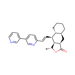 C[C@H]1OC(=O)[C@@H]2C[C@@H]3CCCC[C@H]3[C@H](/C=C/c3ccc(-c4cccnc4)cn3)[C@H]12 ZINC000003940307