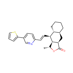 C[C@H]1OC(=O)[C@@H]2C[C@@H]3CCCC[C@H]3[C@H](/C=C/c3ccc(-c4cccs4)cn3)[C@H]12 ZINC000028823110