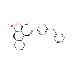 C[C@H]1OC(=O)[C@@H]2C[C@@H]3CCCC[C@H]3[C@H](/C=C/c3ccc(Cc4ccccc4)cn3)[C@H]12 ZINC000013673146