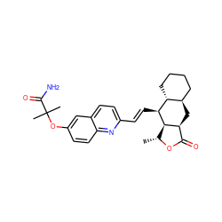 C[C@H]1OC(=O)[C@@H]2C[C@@H]3CCCC[C@H]3[C@H](/C=C/c3ccc4cc(OC(C)(C)C(N)=O)ccc4n3)[C@H]12 ZINC000028571843