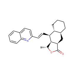 C[C@H]1OC(=O)[C@@H]2C[C@@H]3CCCC[C@H]3[C@H](/C=C/c3ccc4ccccc4n3)[C@H]12 ZINC000028571772