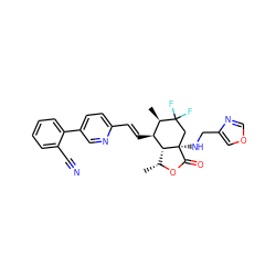 C[C@H]1OC(=O)[C@]2(NCc3cocn3)CC(F)(F)[C@H](C)[C@H](/C=C/c3ccc(-c4ccccc4C#N)cn3)[C@@H]12 ZINC001772589565