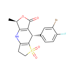 C[C@H]1OC(=O)C2=C1NC1=C([C@H]2c2ccc(F)c(Br)c2)S(=O)(=O)CC1 ZINC000103303169